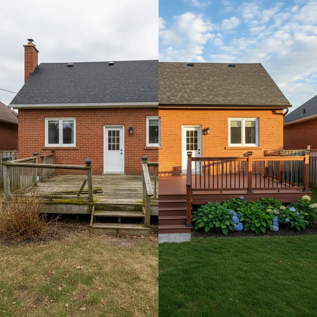 Deck builder transformation - before and after by Legacy Landscaping Etobicoke in Etobicoke